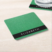 Grüner Glitzer, Hintergrund des Glitzer, Ihr Name Rechteckiger Pappuntersetzer (angewinkelt)