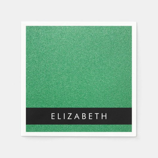 Grüner Glitzer, Hintergrund des Glitzer, Ihr Name Serviette (Vorderseite)