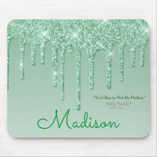 Grüner Glitzer Inspirational Girl Mousepad