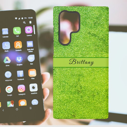 Grüner Glitzer Künstlerischer Abstrakter Name Samsung Galaxy Hülle