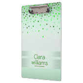 Grüner Glitzer Linen Sparkle Confetti Modernste Klemmbrett (Links)