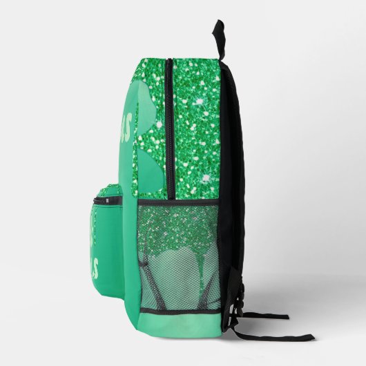 Grüner Glitzer mit Monogramm Hallo wunderschön | Bedruckter Rucksack (Rechts)