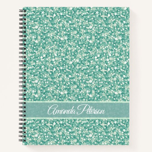 Grüner Glitzer mit Weißfunken Notizbuch (Vorderseite)