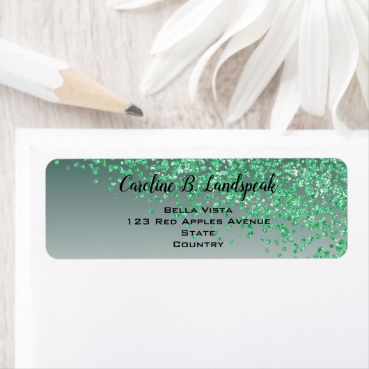Grüner Glitzer Moderne Rücksendeadresse (Insitu)