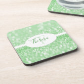 Grüner Glitzer personalisieren Untersetzer aus Kun (Linke Seite)
