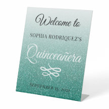 Grüner Glitzer Quinceañera 15. Geburtstag Willkomm