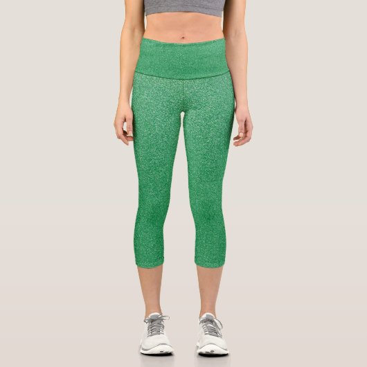 Grüner Glitzer, Sparkle, Hintergrund des Glitzer Capri Leggings (Vorderseite)
