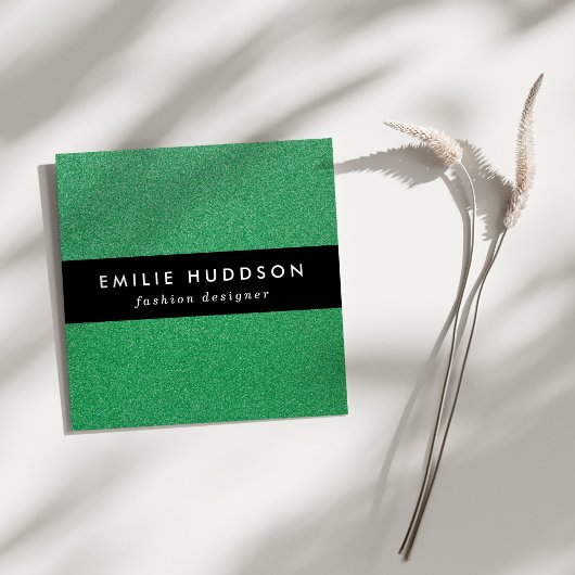 Grüner Glitzer, Sparkle, Hintergrund des Glitzer Quadratische Visitenkarte