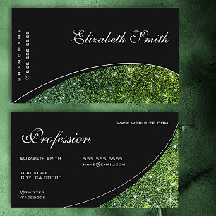Grüner Glitzer Sparkle Ombre Stars Elegantes Schwa Visitenkarte