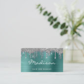 Grüner Glitzer Stylist Visitenkarte (Stehend Vorderseite)