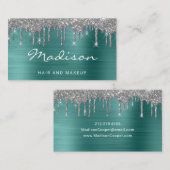 Grüner Glitzer Stylist Visitenkarte (Vorne/Hinten)