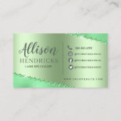 Grüner Glitzer Tropfen Metallischer Foil Eyelash Visitenkarte (Rückseite)