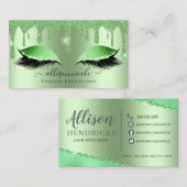 Grüner Glitzer Tropfen Metallischer Foil Eyelash Visitenkarte (Vorne/Hinten)