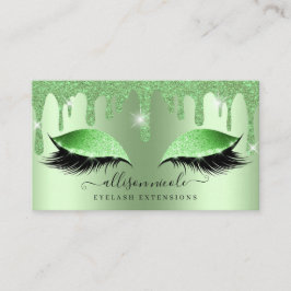 Grüner Glitzer Tropfen Metallischer Foil Eyelash Visitenkarte