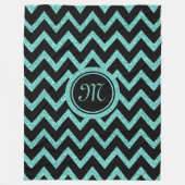 Grüner Glitzer und Glitzern mit schwarzem Zigzag-M Fleecedecke (Vorderseite)