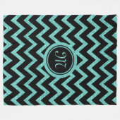 Grüner Glitzer und Glitzern mit schwarzem Zigzag-M Fleecedecke (Vorderseite (Horizontal))