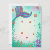 Grüner Glitzer unter Meerjungfrau Schwanz Geburtst Einladung (Rückseite)