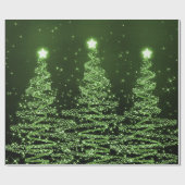 Grüner Glitzer-Weihnachtsbaum-Feiertag Geschenkpapier (Flach)