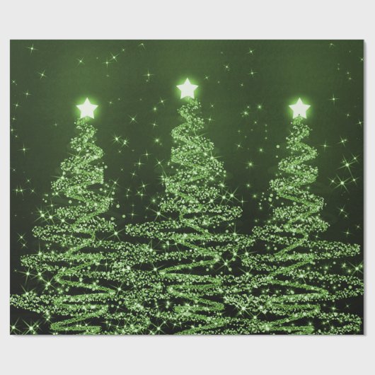 Grüner Glitzer-Weihnachtsbaum-Feiertag Geschenkpapier (Flach)