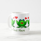 Grüner glücklicher Cartoon Frogs Rette den Sumpf Kaffeetasse (Vorderseite Links)