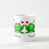Grüner glücklicher Cartoon Frogs Rette den Sumpf Kaffeetasse (Mittel)