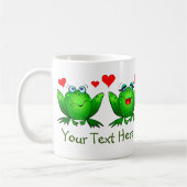 Grüner glücklicher Cartoon Frogs Rette den Sumpf Kaffeetasse (Links)