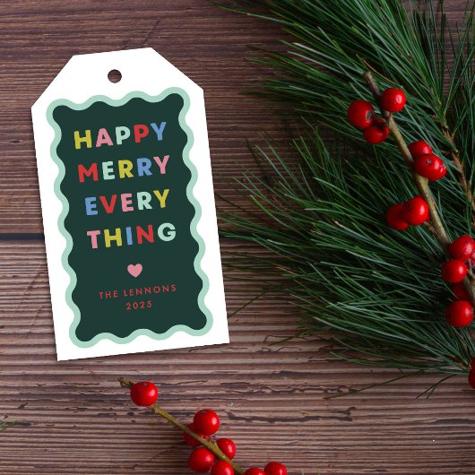 Grüner Glücklicher Fröhlicher Wellig Weihnachts Ge Geschenkanhänger