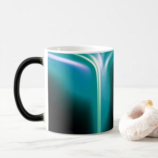 Grüner, glühender Wasserfall Verwandlungstasse (Mit Donut)