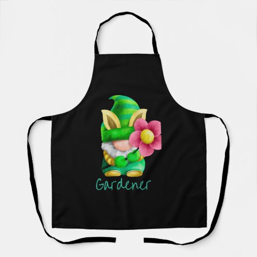 Grüner Gnome-Garten mit rosa Blume Schürze (Vorderseite)