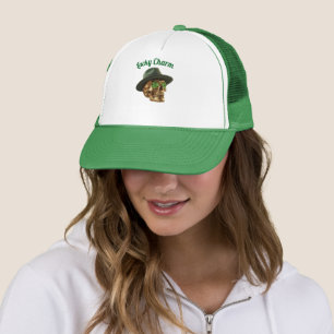 Grüner Gold-Schädel-Fedora-Hut St.Patricks-Tag Tru Truckerkappe