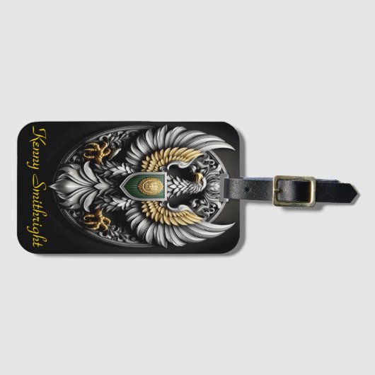 Grüner Gold und Silberadler Gepäckanhänger (Vorderseite (Horizontal))