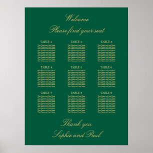 Grüner Golden Beige 9 Tisch Sitzordnung Poster