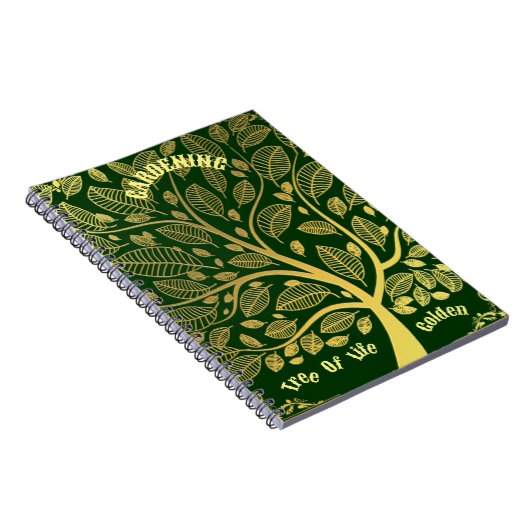 Grüner goldener Baum Grüne Gartenanlage Notizblock (Rechte Seite)