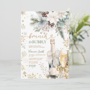 Grüner Goldener Brunch Sprudeliger Champagner Jung Einladung