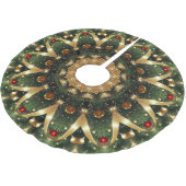Grüner Goldener Dekorativer Weihnachtsbaum-Teppich Polyester Weihnachtsbaumdecke (Schrägansicht)