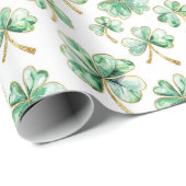 Grüner Goldener Kleeblatt St. Patrick's Day Geschenkpapier (Rolleneckpunkt)