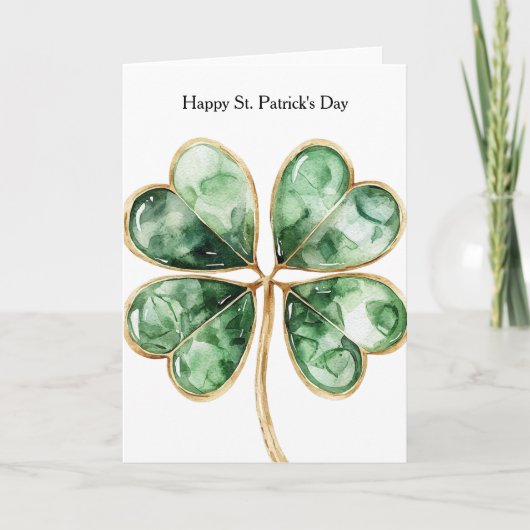 Grüner Goldener Kleeblatt St. Patrick's Day Karte (Vorderseite)