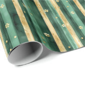 Grüner Goldener Shamrock St. Patrick's Day Geschenkpapier (Rolleneckpunkt)