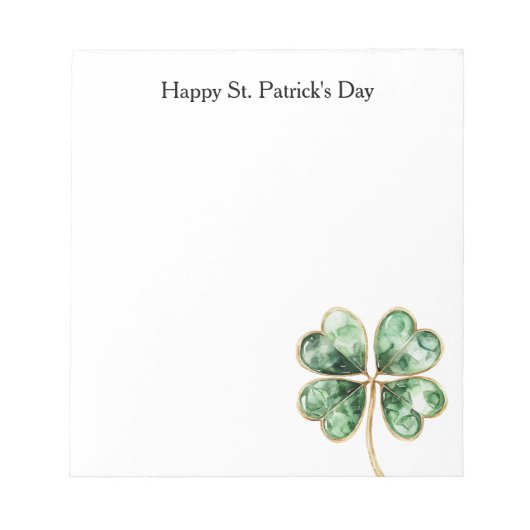 Grüner Goldener Shamrock St. Patrick's Day Notizblock (Vorderseite)