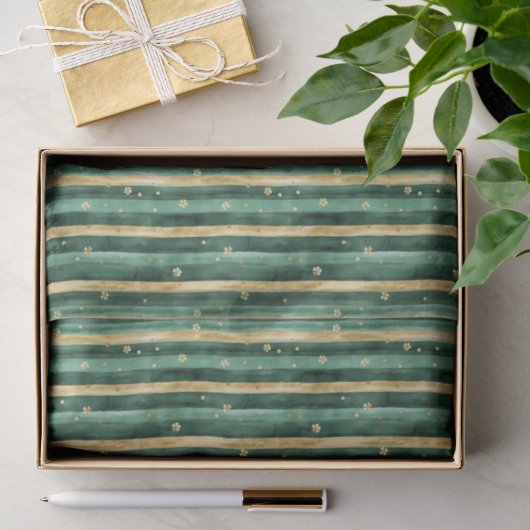 Grüner Goldener Shamrock St. Patrick's Day Seidenpapier (Geschenk)