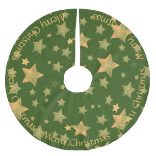 Grüner Goldener Stern Eleganter Retro-Vintage-Weih Polyester Weihnachtsbaumdecke