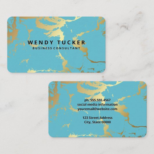 Grüner goldfarbener Marmor - Hintergrund Visitenkarte (Vorne/Hinten)