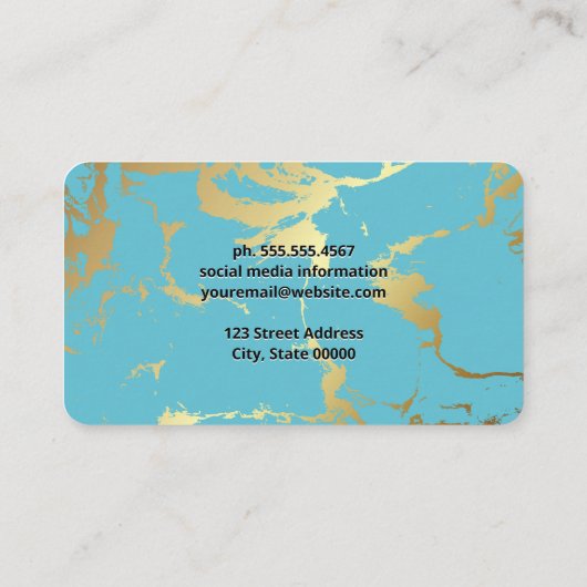 Grüner goldfarbener Marmor - Hintergrund Visitenkarte (Rückseite)