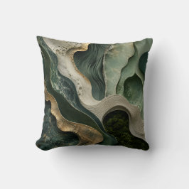 Grüner Goldmarmor-Abstrakt-Wurfkissen | Jade-Kunst Kissen