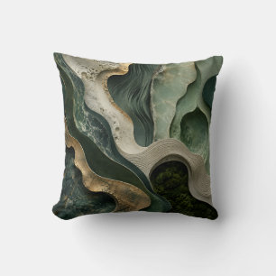 Grüner Goldmarmor-Abstrakt-Wurfkissen Jade-Kunst Kissen