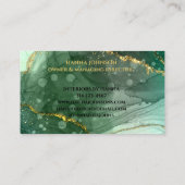 Grüner Goldmarmor-Monogram-Anfangsgeode Visitenkarte (Rückseite)
