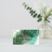 Grüner Goldmarmor-Monogram-Anfangsgeode Visitenkarte (Stehend Vorderseite)