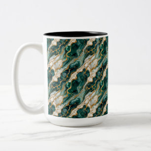 Grüner Goldmarmor-Wirbel Luxus-Abstrakt Zweifarbige Tasse