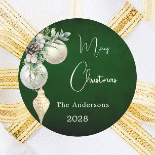 Grüner Goldschmuck Weihnachten Runder Aufkleber