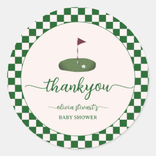 Grüner Golf Thema Babyparty Dankeschön Runder Aufkleber